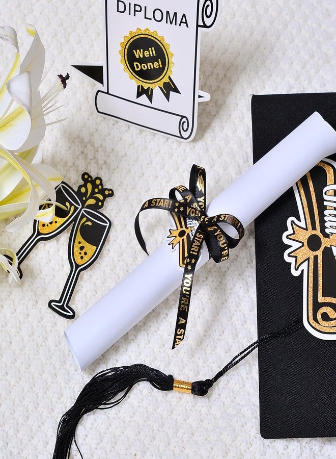 YAMA Back to School Themed Ribbon for Crafts, 3/8 Inch 10 Yard, You're A Star Gold Satin Ribbon for Gift Wrapping Crafts Flower Bouquet Party Decoration,Black - Image 5